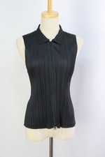 PLEATS PLEASE Black Zip Front Vest ISSEY MIYAKE 168 9777