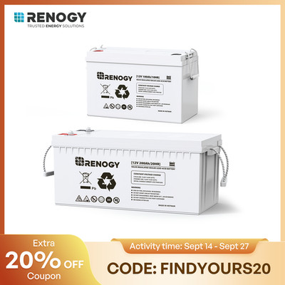 Renogy Deep Cycle AGM Battery Rechargeable 12V 100Ah/200Ah For RV Solar Marine