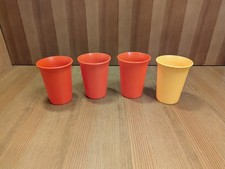 Lot 4 TUPPERWARE KIDS 4pc BELL TUMBLERS Set 109 7oz Drink Cups Orange Yellow