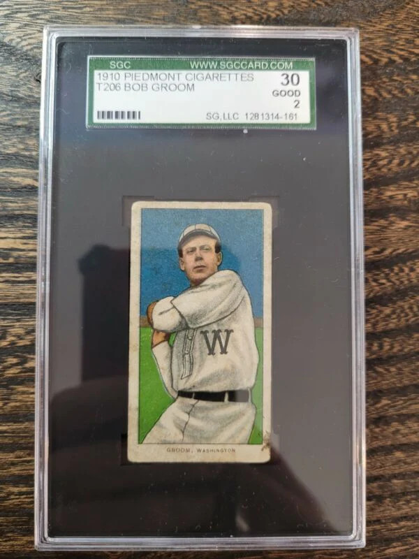 1909 T206 BOB GROOM PIEDMONT 350 BACK GOOD SGC 2 WASHINGTON SENATORS