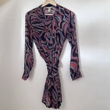 Banana Republic Dress Womens 2 Floral Paisley Tie Preppy Sheer Casual Shirt
