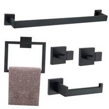 5 Pieces Bathroom Hardware Accessories Set 16Inch Square 16" 5pcs Matte Black