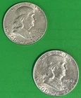 ❤️ Franklin Half Dollars Lot of 2, 1952-P, 1954-P, AU to UNC
