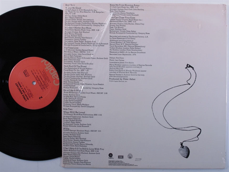 LINDA RONSTADT Heart Like A Wheel CAPITOL LP VG+ club edition z - Image 2 of 2