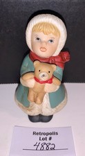 Bisque Ceramic GIRL with TEDDY BEAR Figurine Vintage