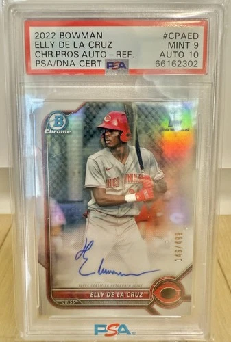 Elly De La Cruz 2022 Bowman Chrome Refractor RC Rookie /499 PSA 9 MINT Auto 10