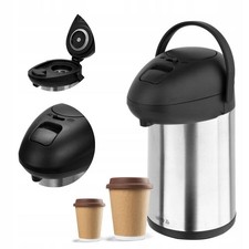 3l Stainless Steel Pump Flask for Hot Cold Drinks Tea Coffee Catering