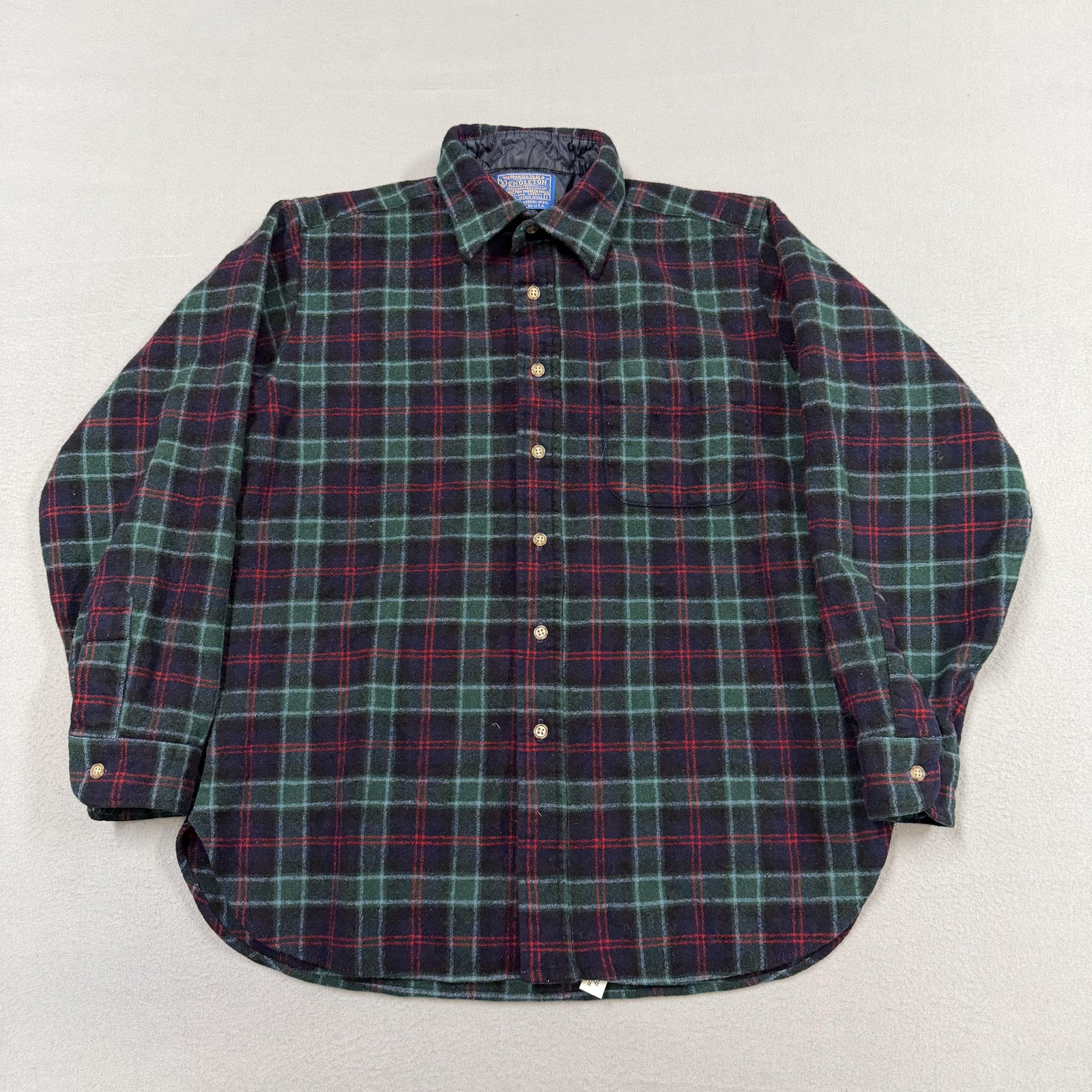 Vintage Pendleton Shirt Womens Large Multicolor Plaid Wool Flannel Button USA
