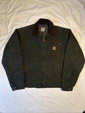 Vintage Carhartt J97 Detroit Moss Green Blanket Lined Jacket Size XL