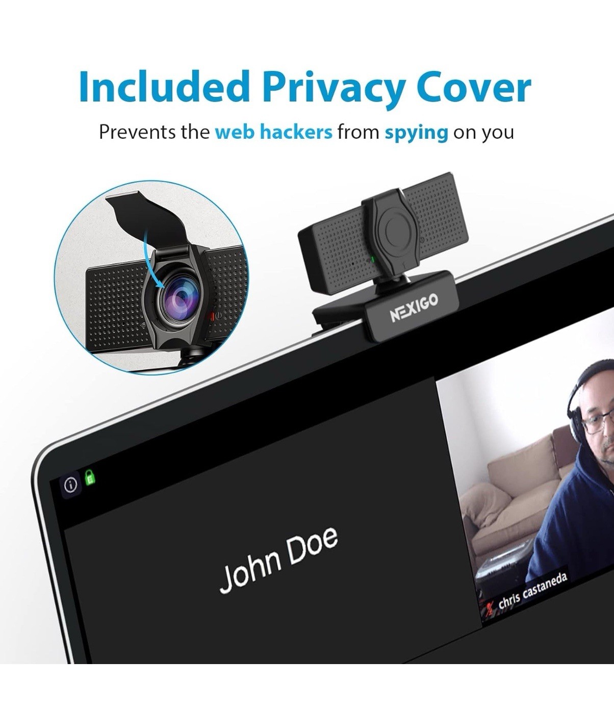 NexiGo N60 1080P Webcam with Microphone, Adjustable FOV, Zoom