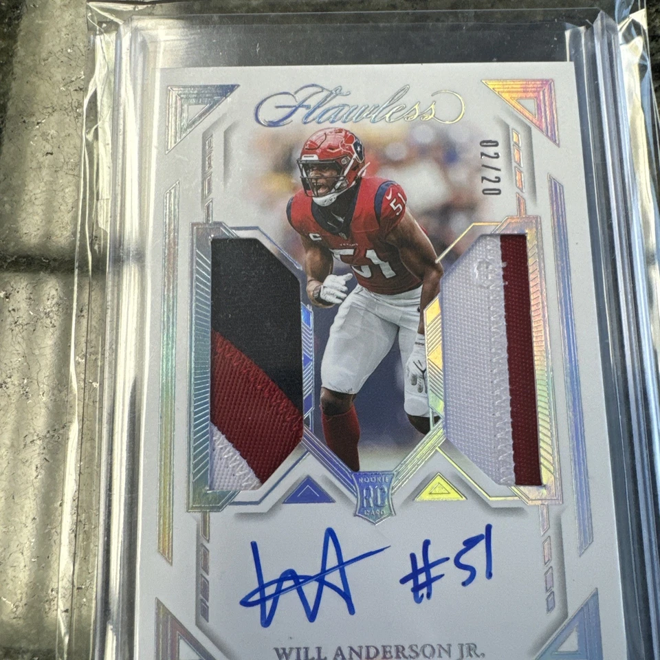 2024 Flawless Will Anderson Jr. 2023 Rookie Dual Patch Auto RC Silver /20 - Image 3 of 4