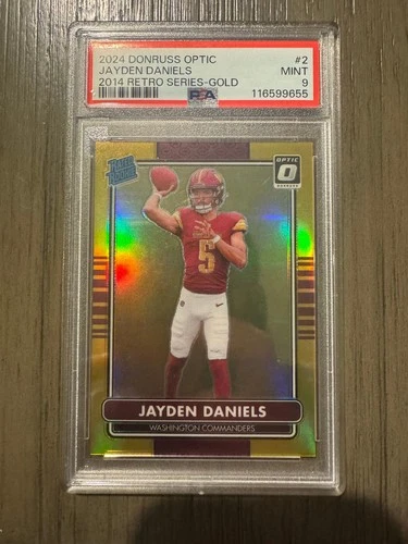 2024 Panini Donruss Optic Jayden Daniels 2014 Retro Series Gold 9/10 RC PSA 9
