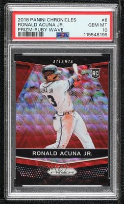 2018 Panini Chronicles Prizm Ruby Wave 170/199 Ronald Acuna Jr #6 Rookie RC qf6