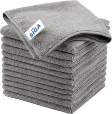 Microfiber Cleaning Cloth Grey 32x32cm Pack of 12 Streak Free All Purpose Towels