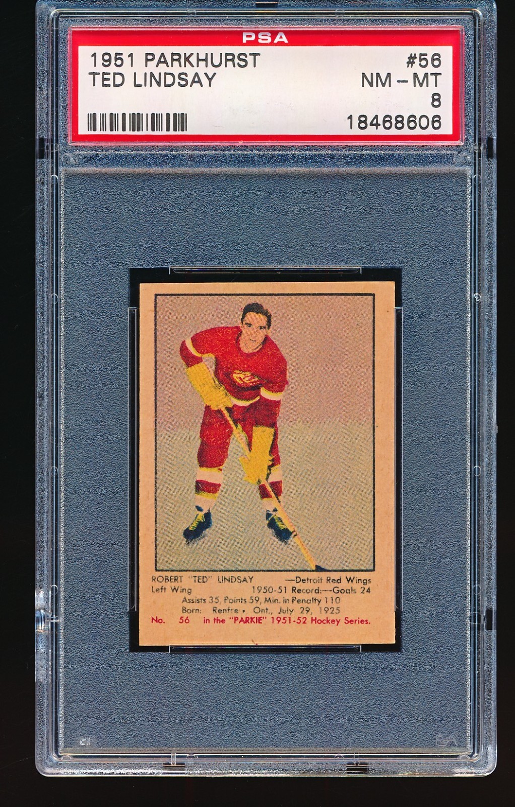 1951 Parkhurst TED LINDSAY #56 PSA 8