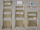 BRUSHED BRASS BATHROOM HEATED LADDER TOWEL WARMER RAIL STRAIGHT OR ANGLED VALVES