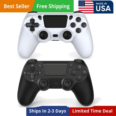 2 Pack Wireless Controller Compatible with PS4/Pro/Slim Black & White