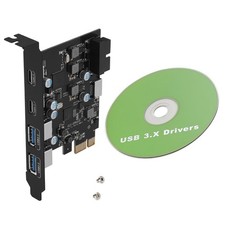 5Gbps Expansion Card For Win/Mac/Linux 2xUSB-C 2xUSB-A PCIe X1/X4/X8/X16