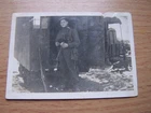 Vintage WW2 Military Soldier Portrait Smoking holding Matches at Camp Barracks