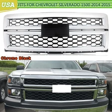 Front Grille For Chevrolet Silverado 1500 2014 2015 Honeycomb Style Chrome Black