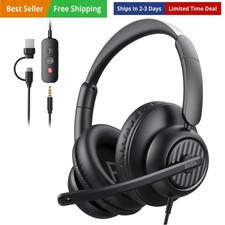 USB Headset with Microphone for Work, Stereo Wired Computer Headphones with M...