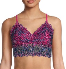 No Boundaries Bralette Sz XL Lace Longline Reptile Print Pink NWT