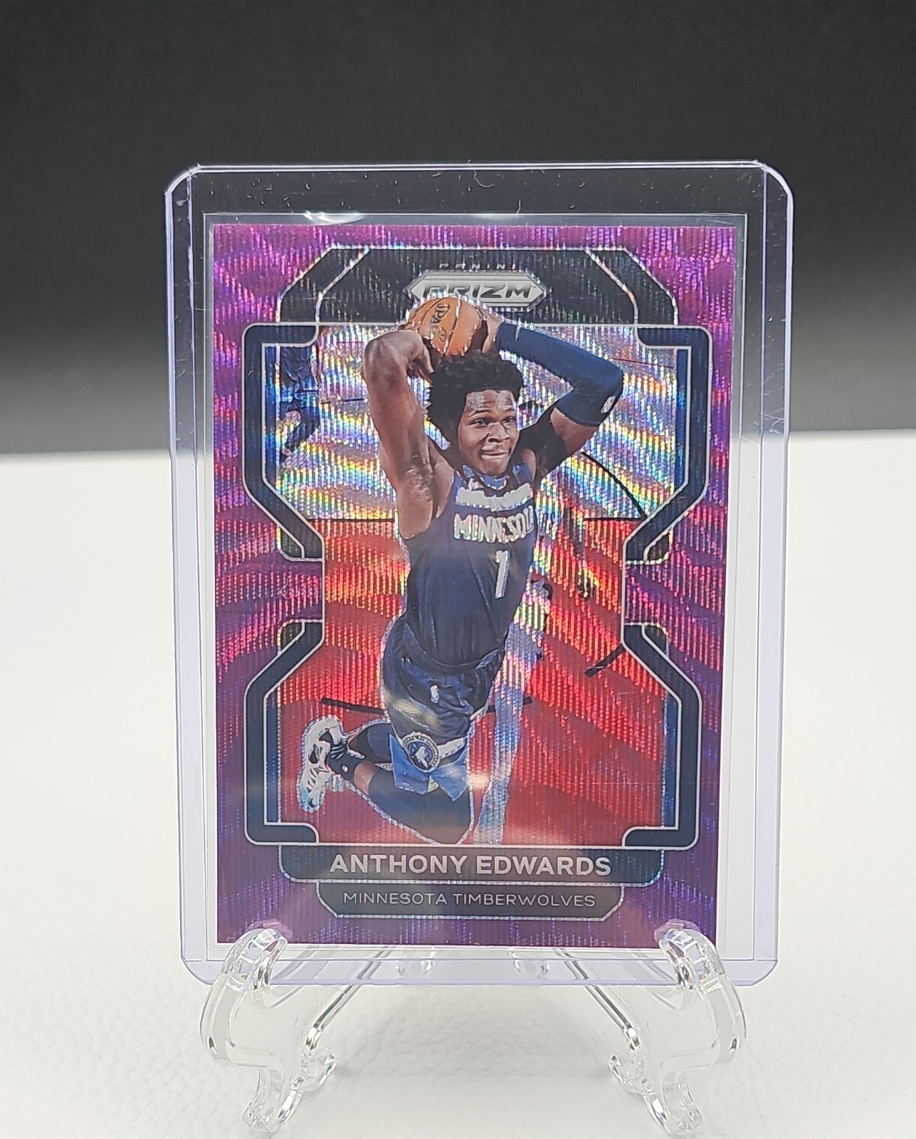 2021-22 Panini Prizm - Anthony Edwards #37 Purple Wave Prizm