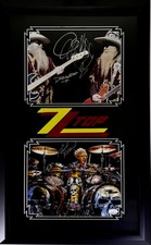 ZZ TOP Frank Beard Dusty Hill Billy Gibbons Signed Autograph Framed JSA COA
