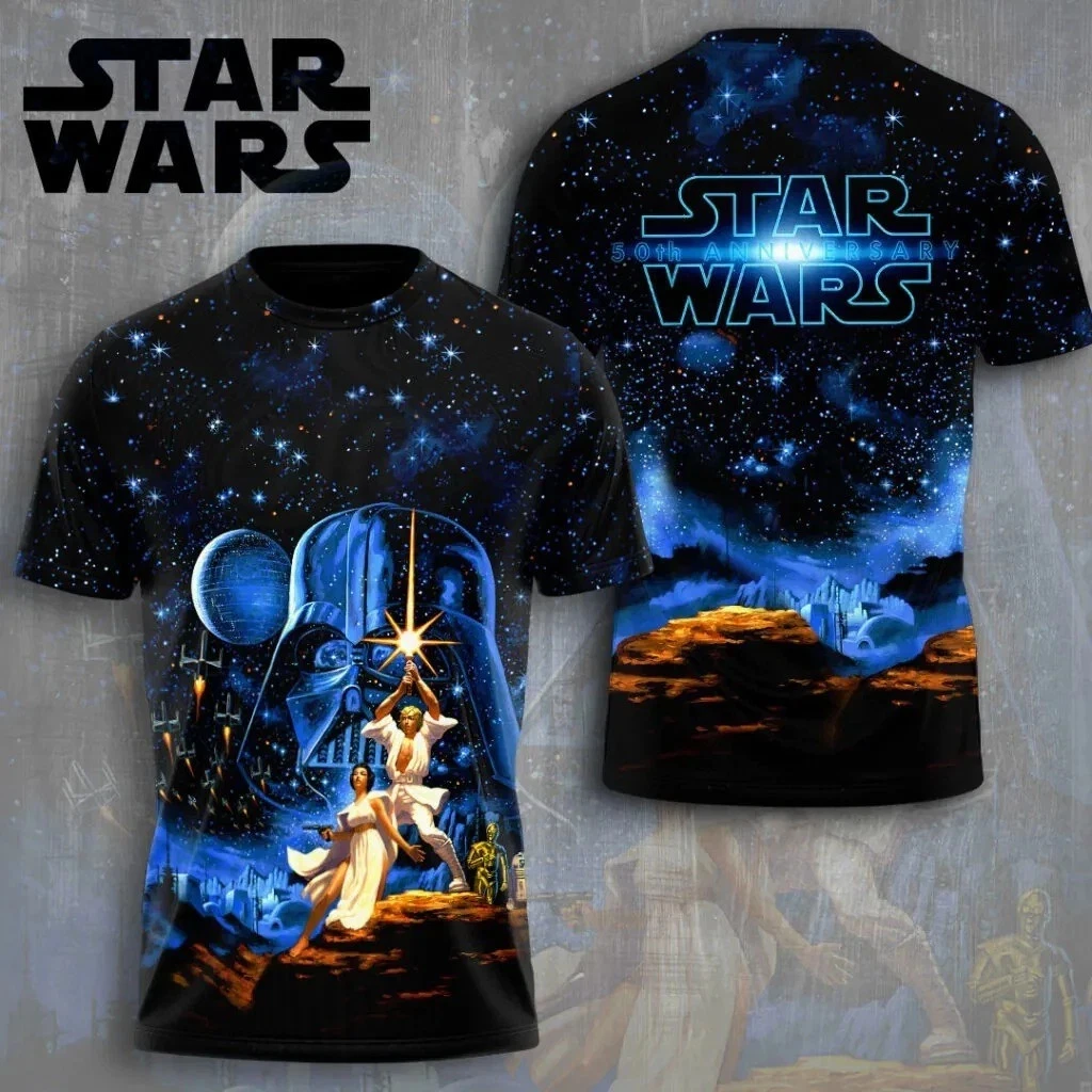 Vintage Space Movie 50th Anniversary 3D Graphic T-Shirt Sci-Fi Fan Tee