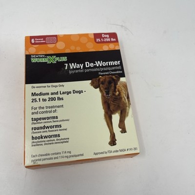 Sentry HC Worm X Plus 7 Way De-Wormer Medium Large Dog, 6 Chewable Tablets *NEW*