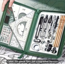 28 Piece Mechanical Drawing Drafting Tool Set in Case NEW Shipping Included