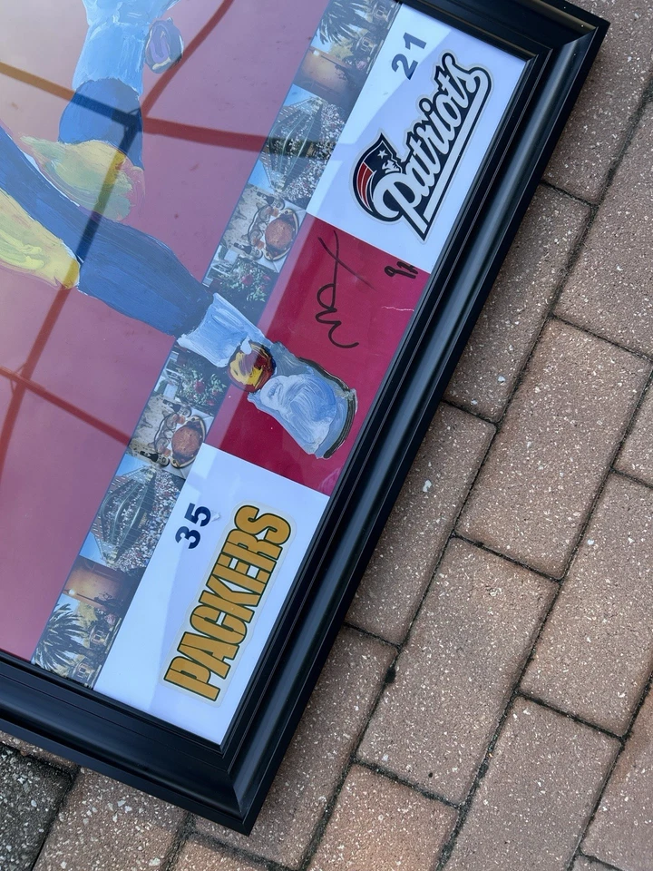 彼得·麦克斯签名超级碗 XXXI 海报 27x39 带框包装工爱国者队 1991 — 第 3/4 张图片