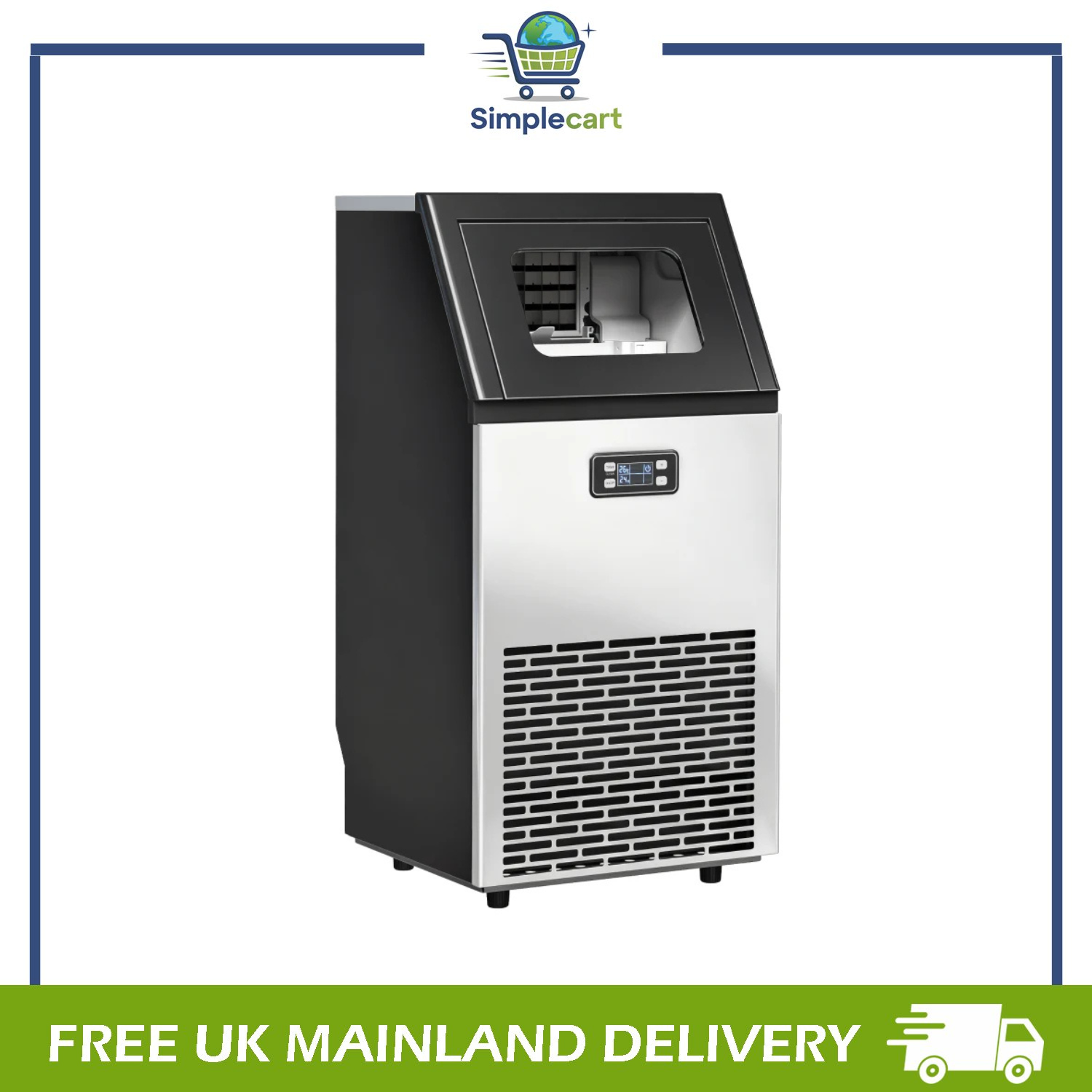 Homcom Silver Commercial Ice Maker Machine, Freestanding Stainless Steel Ice Machine With Self-Cleaning, Lcd Display, 45Kg/24 Hours And 11Kg Storage For Home, Office, Bar, Restaurant - Image 2