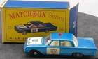 1963 LESNEY Matchbox MB 55B Ford Fairlane Police Car BPW Original D2 Box