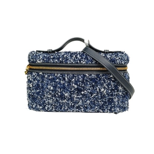LORO PIANA Blue Wool 2024S Limited Lunch Box  Blue Woolen Fabric  Bag