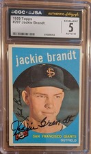 Jackie Brandt Signed 1959 Topps Trading Card Giants JSA CGC Slab AUTO 10 
