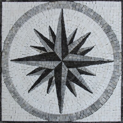 Mosaic Marble Compass Pointer Square Home Pool Tile