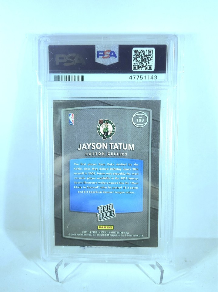 2017 Panini Donruss Optic Jayson Tatum Rated Rookie Base PSA 9 198 D 2017-panini-donruss-optic-jayson-tatum-rated-rookie-base-psa-9-198-d