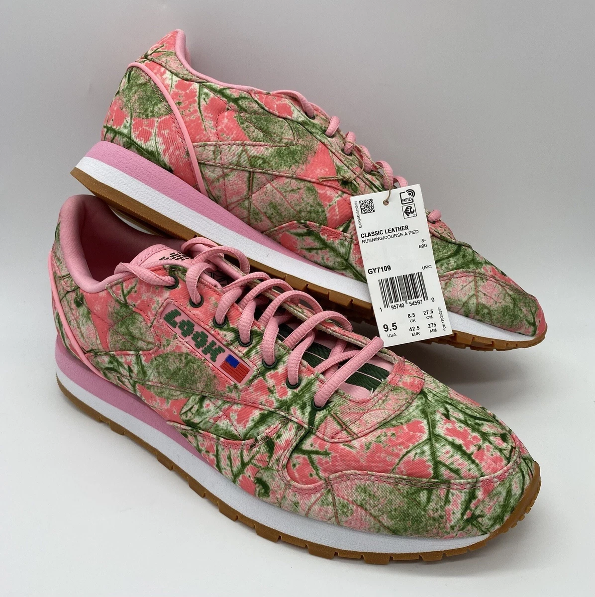 LQQK Studios x Reebok Classic Leather Leaf Camo - Bubble Gum for