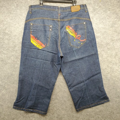 Roca Wear Bermuda Shorts Men's Size 38 Dark Blue Wash Denim Baggy