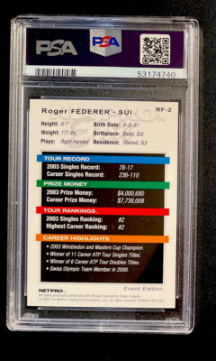 2003 Netpro Elite Roger Federer Event Edition Promo #RF-2 PSA 10