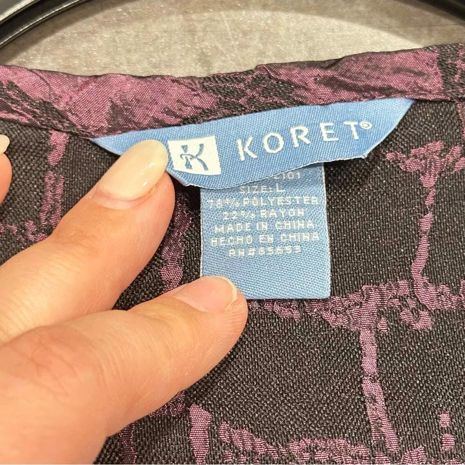 Chaqueta Blazer Vintage KORET Púrpura Texturizada Frente Abierto, Talla Grande Foto 3 de 4