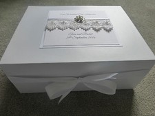 Extra Large Personalised Wedding Keepsake Box Luxury lace diamante 40x30x15cm