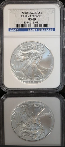 2010 American Silver Eagle S $1 NGC MS69 Early Releases Blue Label Free Shipp