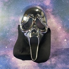 Easter Unlimited Scream Chrome Silver Ghost Face Mask with Bib
