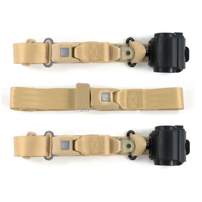 Early Cars 1935 - 1940 Standard 3pt Tan Retractable Bench Seat Belt Kit - 3 Belt