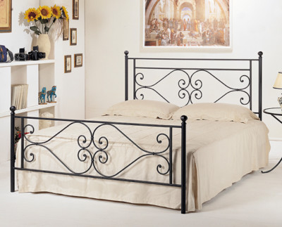 LETTO FERRO BATTUTO FIRENZE PIAZZA E MEZZA NERO GRAFITE