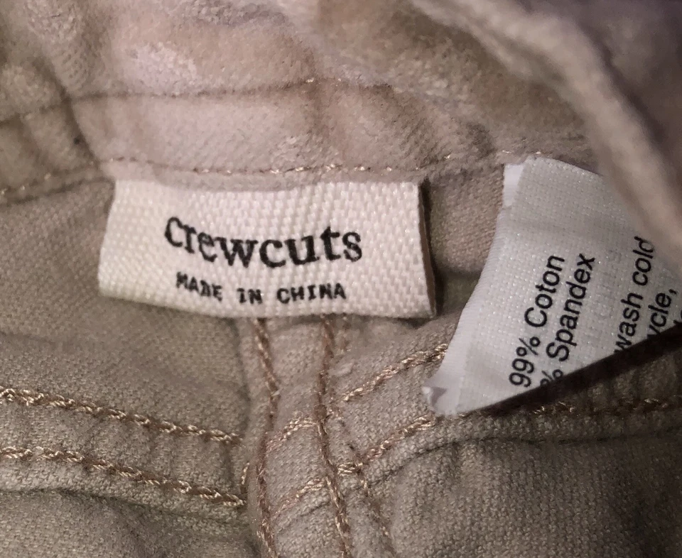 Calça Crewcuts by J.Crew Meninas Bege Veludo Escovado Bolinhas Tamanho 6 Ajuste Cintura - Imagem 3 de 3