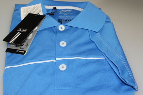 Adidas Climalite entspannte Passform Golf Poloshirt Oase blau/weiß Muster L Tasche - Bild 1 von 3