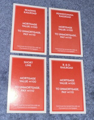 2017 Monopoly Game Replacement Pieces - 4 Railroad Cards | eBay